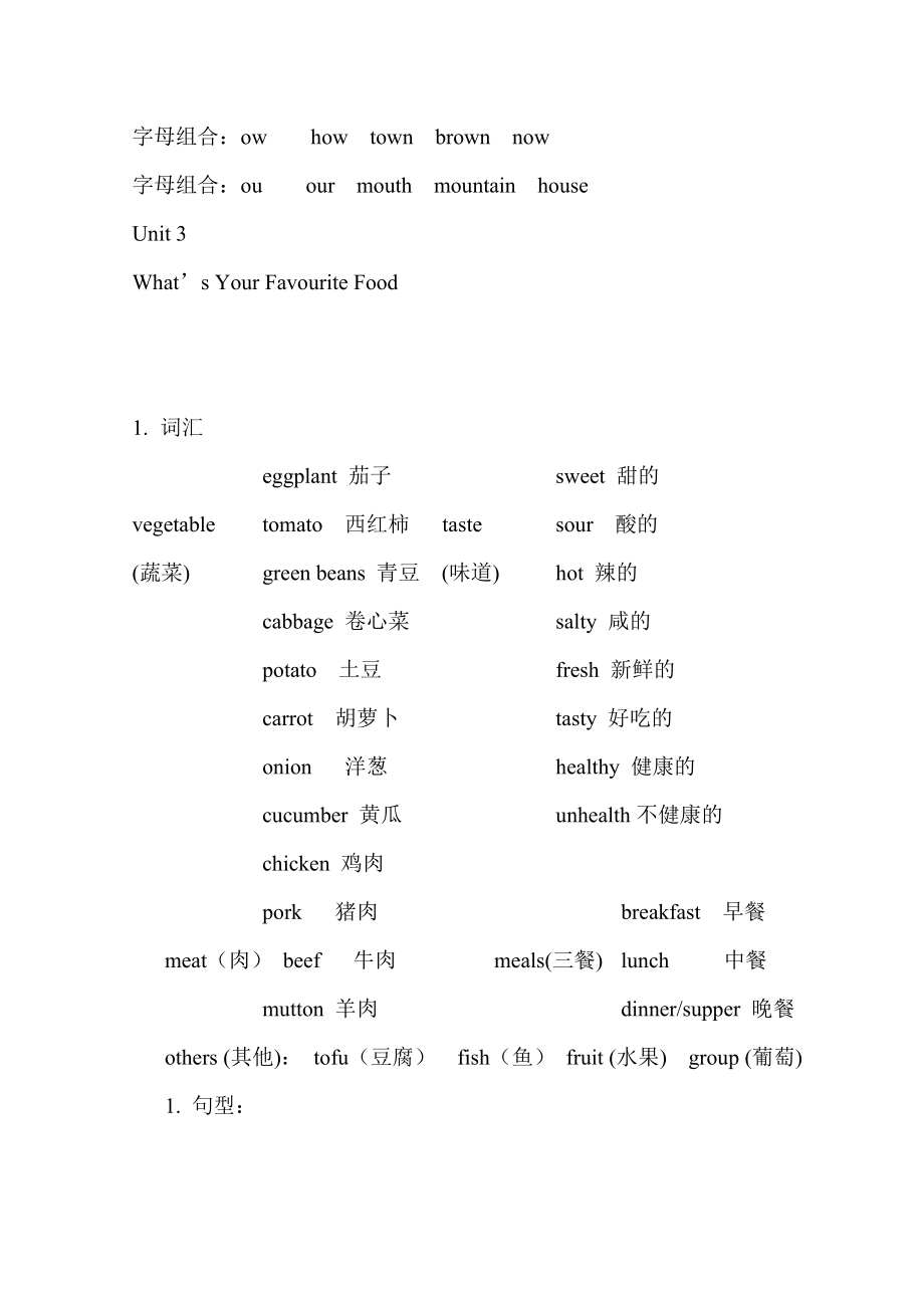 五年级上册英语知识点归纳及同步练习.doc