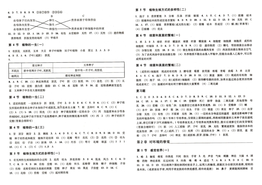 七年级下册科学作业本参考答案.doc