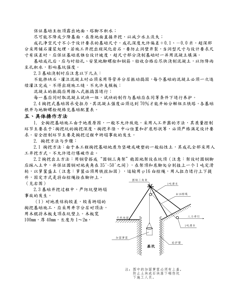 基础施工作业指导书掏挖式基础部分.doc