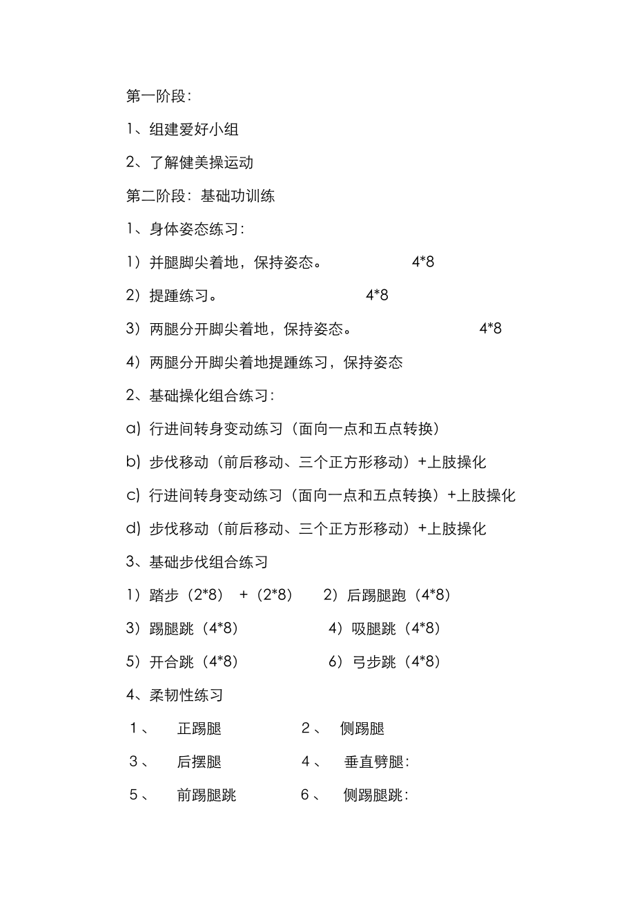 版健美操训练专题计划.doc