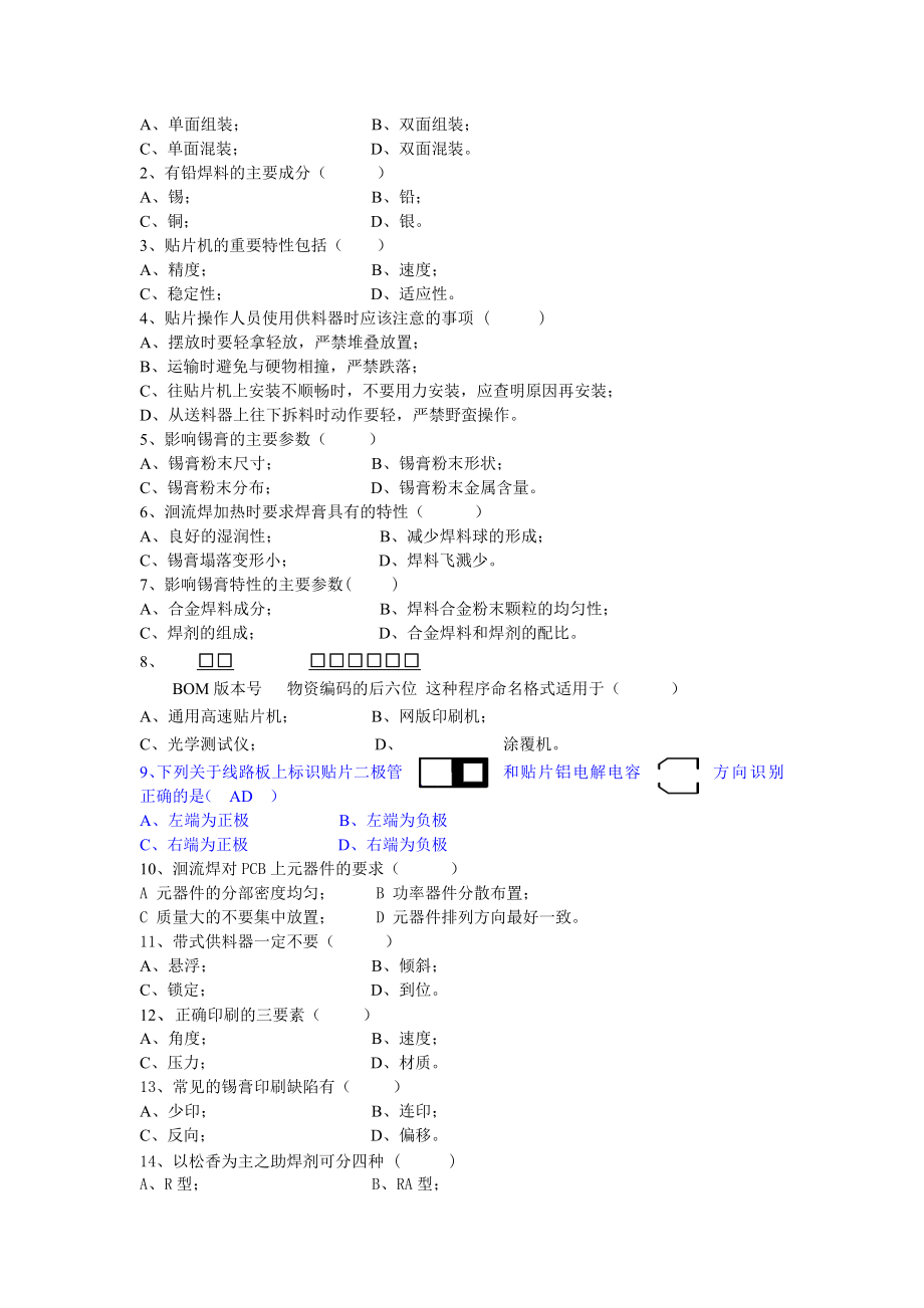 SMT岗位培训考核试题试卷2.doc