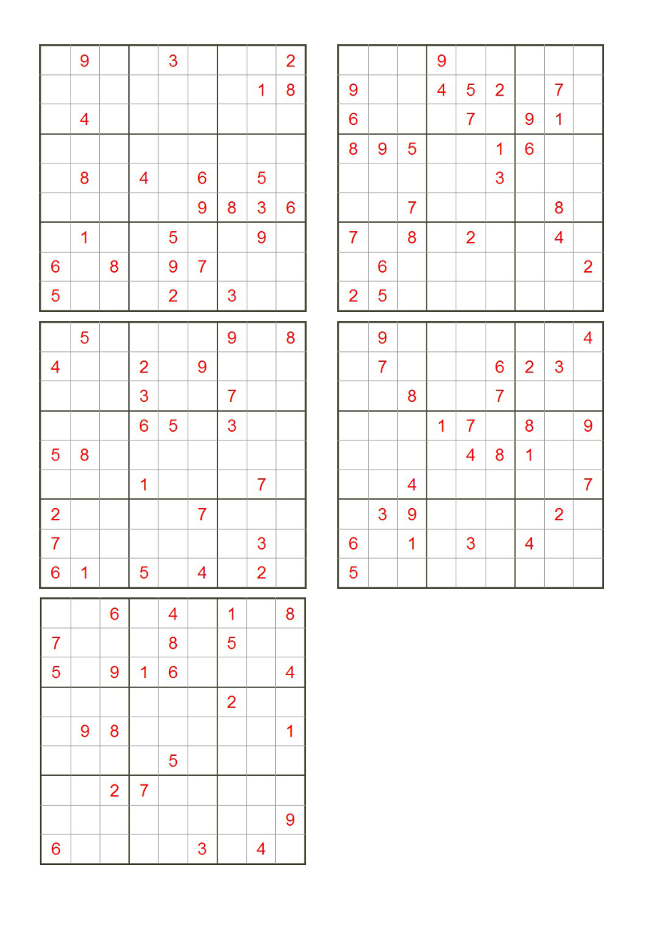九宫格数独题目(打印版)(无答案)[1].doc