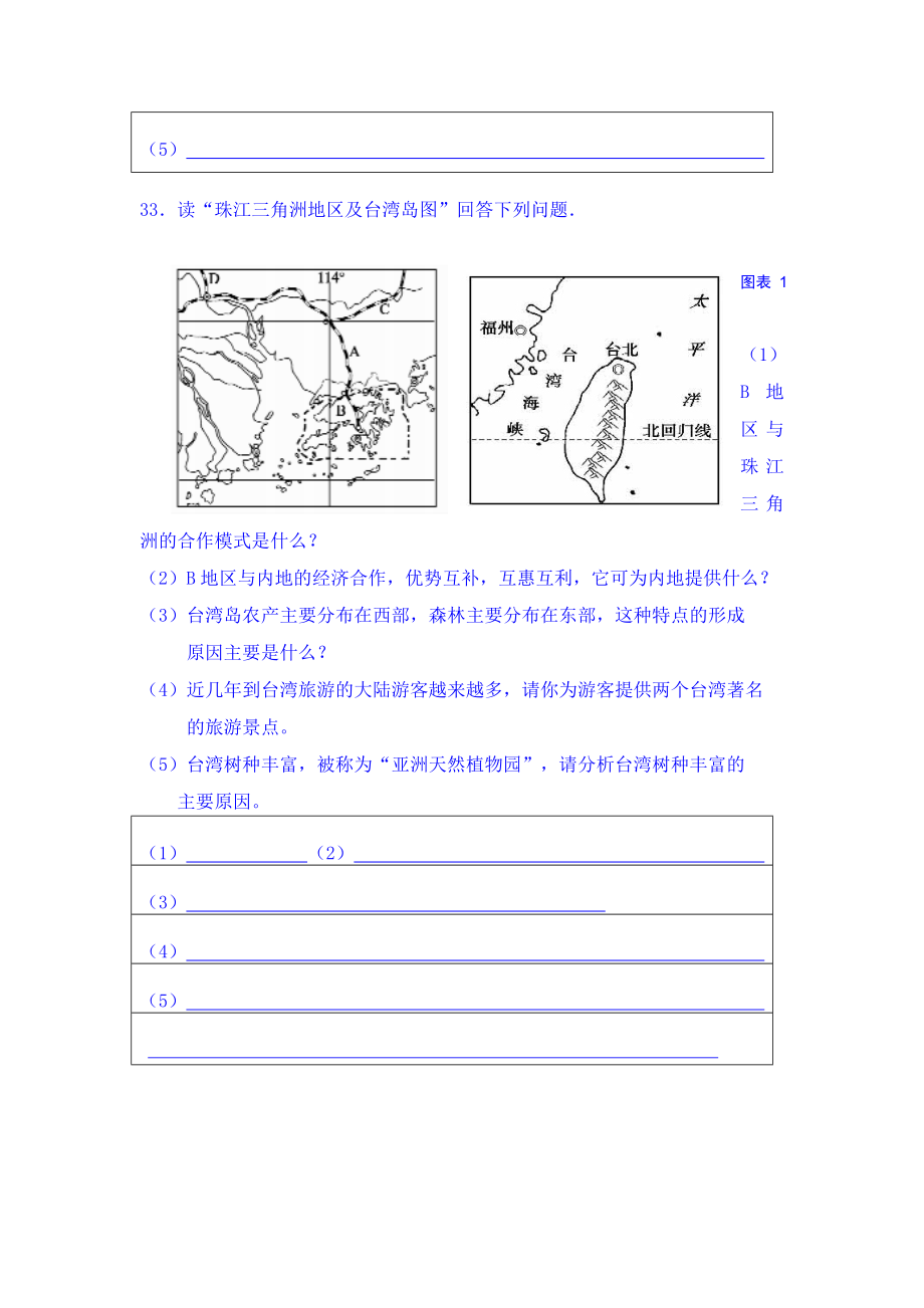 八年级下学期期中考试地理试题Word版含答案.doc