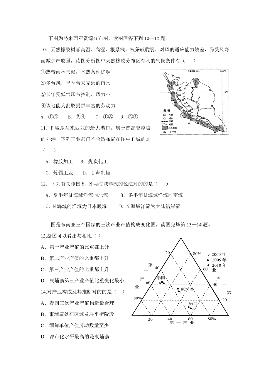 东亚东南亚南亚试题.doc