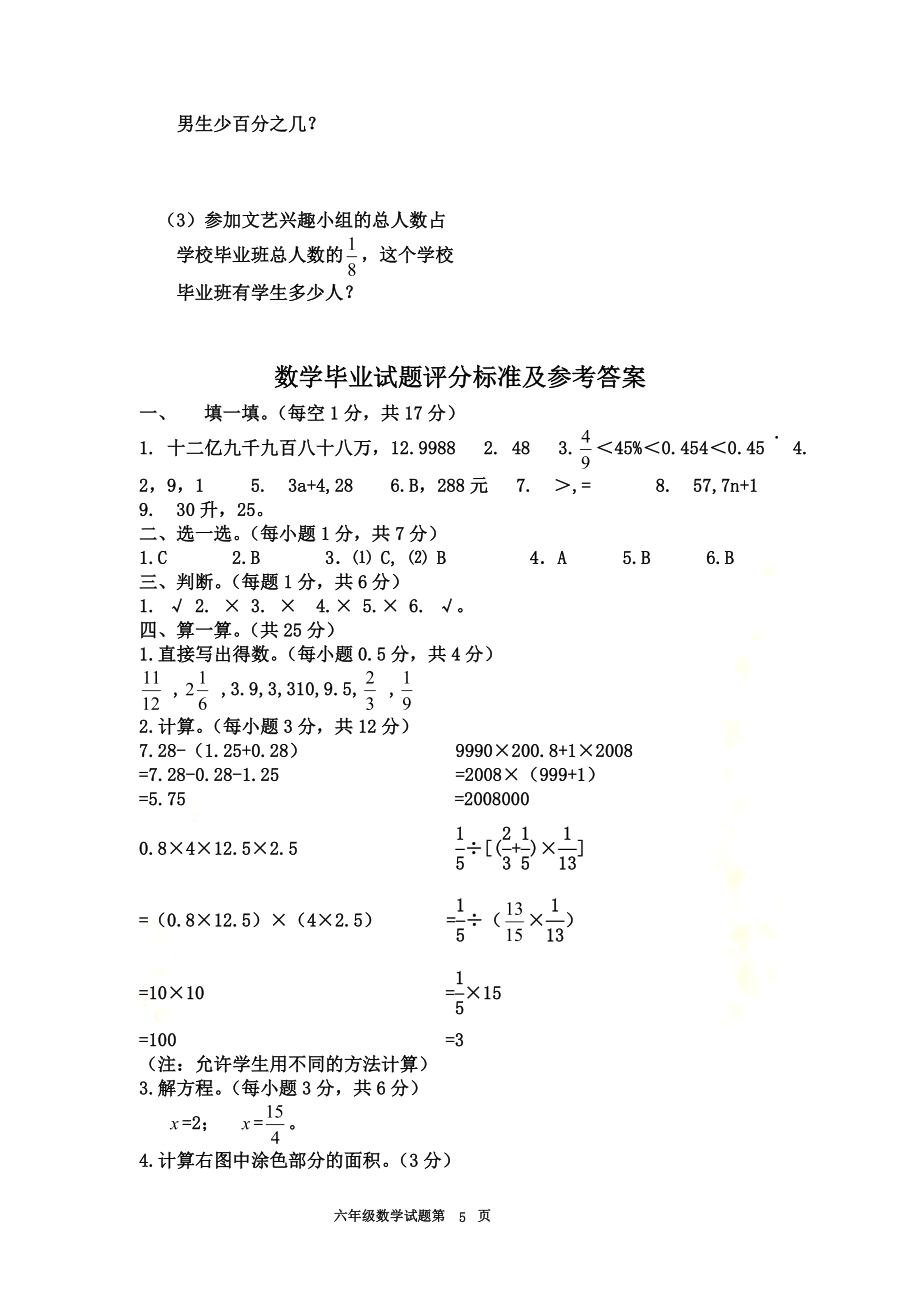 2008年小学数学毕业试题.doc