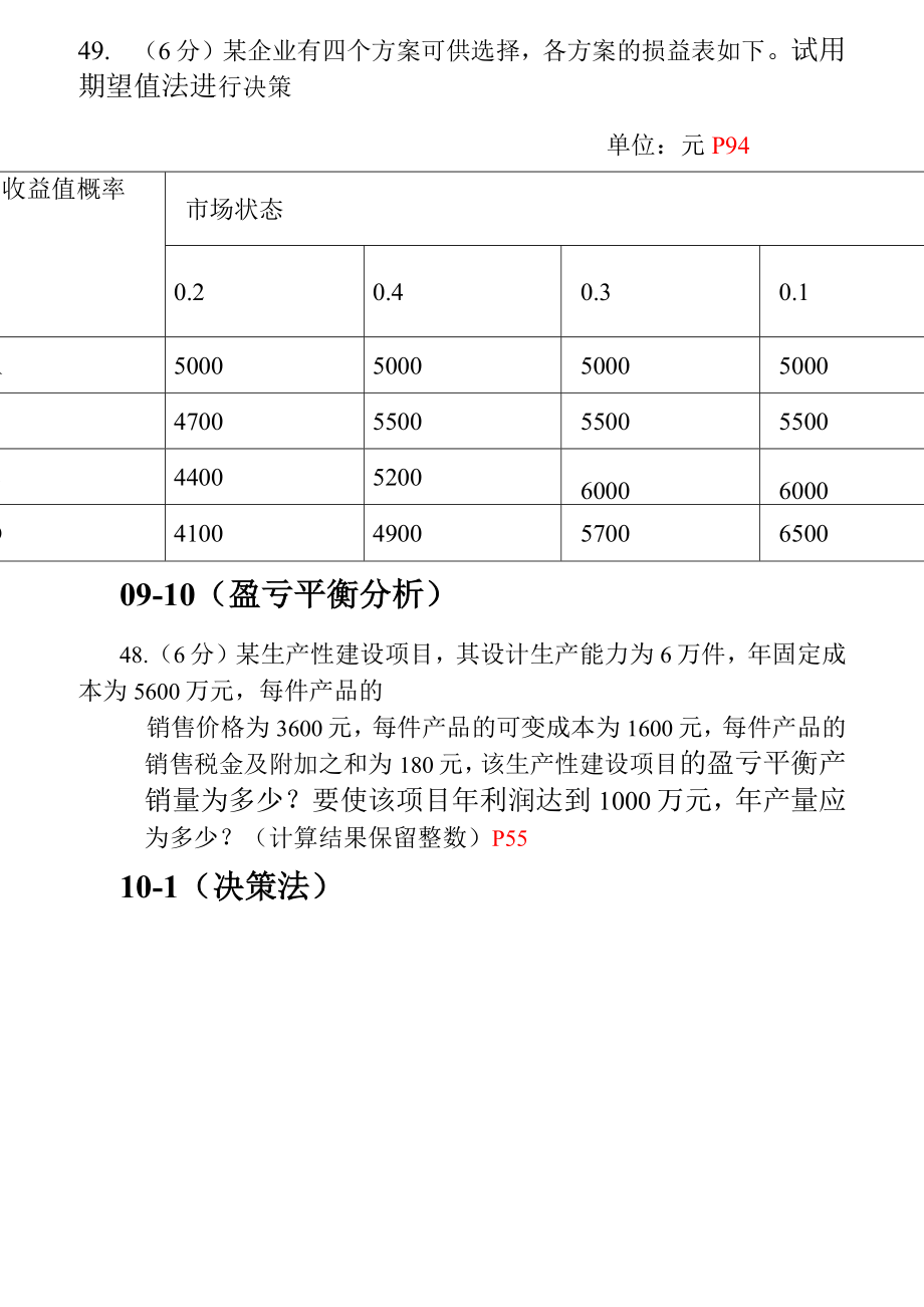 建筑经济与企业管理自考计算题大汇总.doc