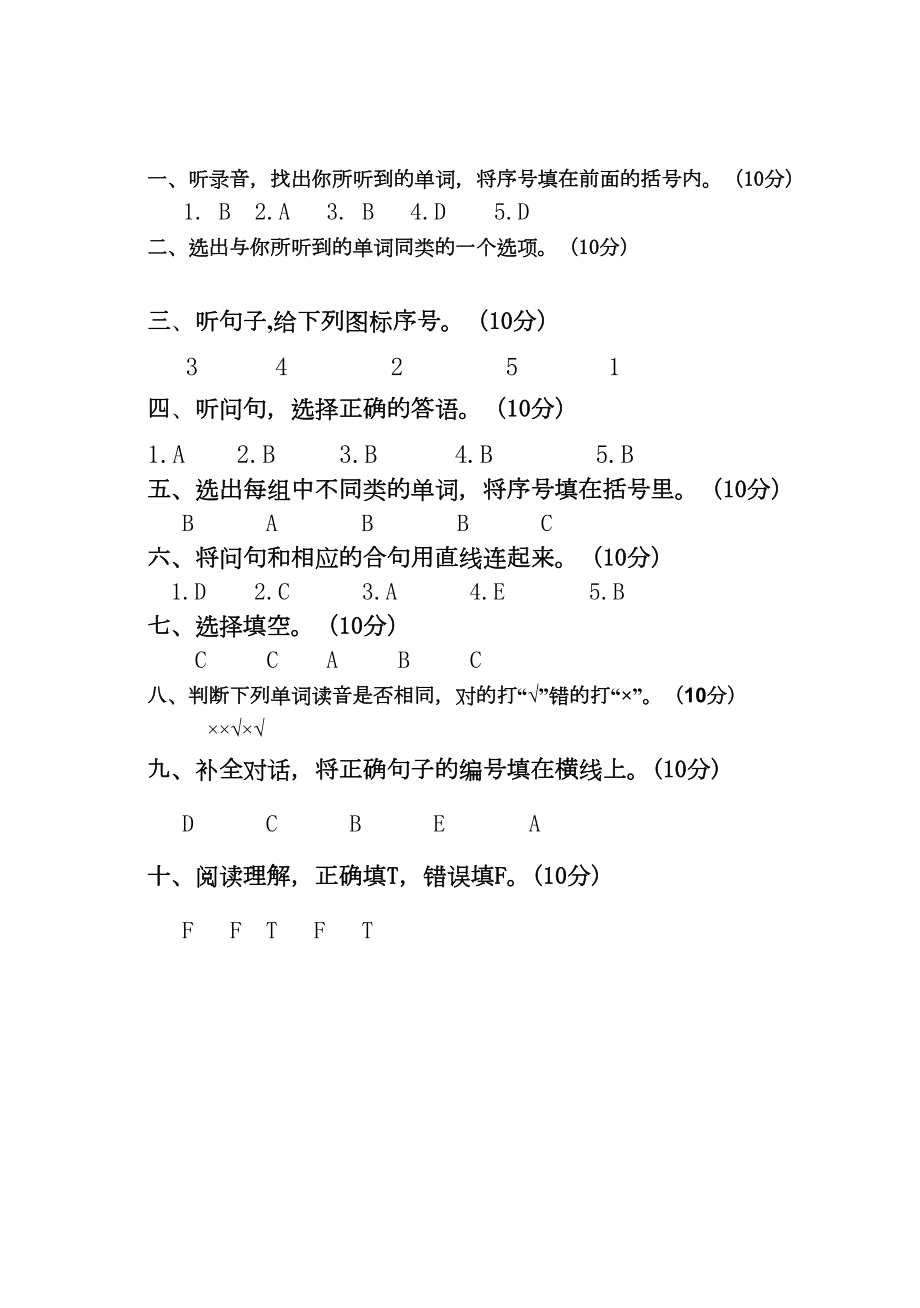 2022四年级英语上册期末考试题及答案2.doc