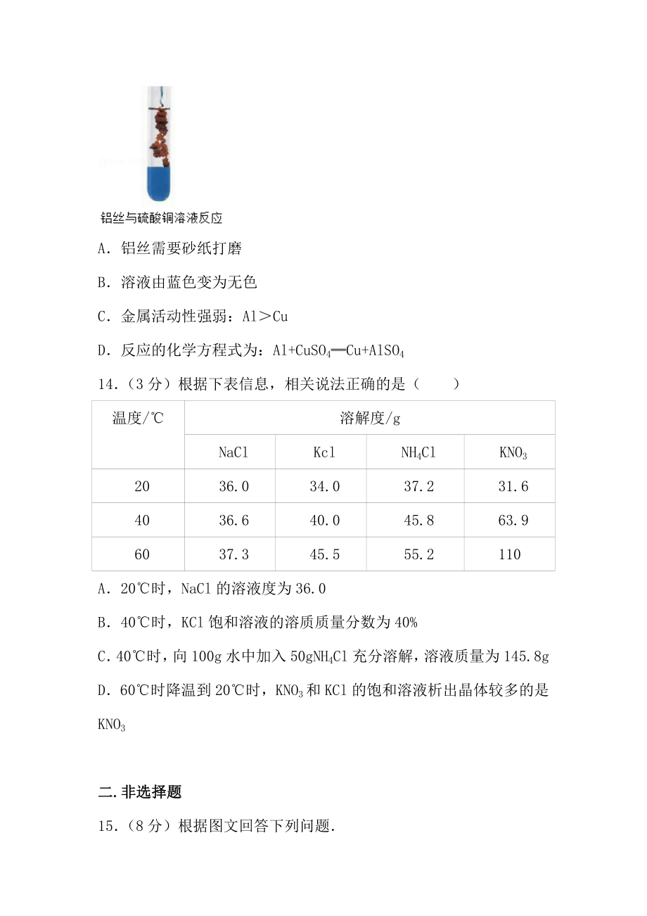 最新中考化学常考试题（含答案解析）2.doc