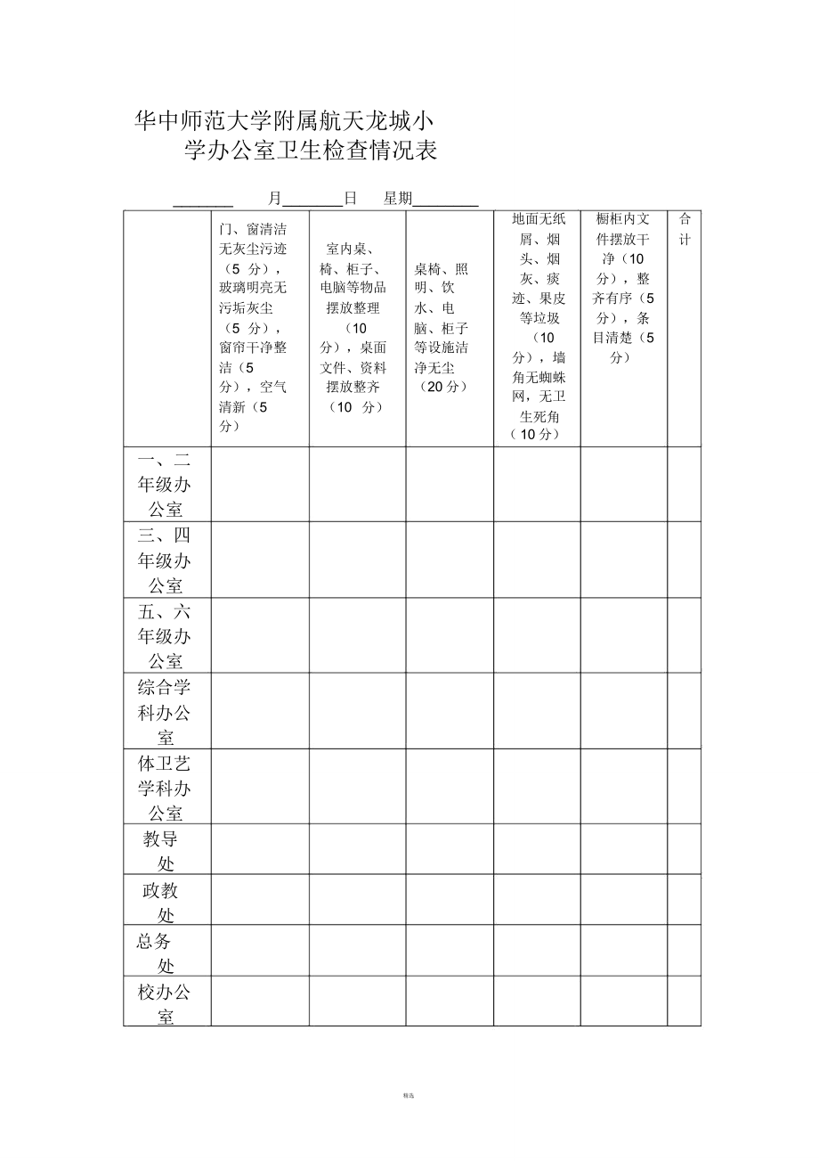 办公室卫生检查实施方案.doc