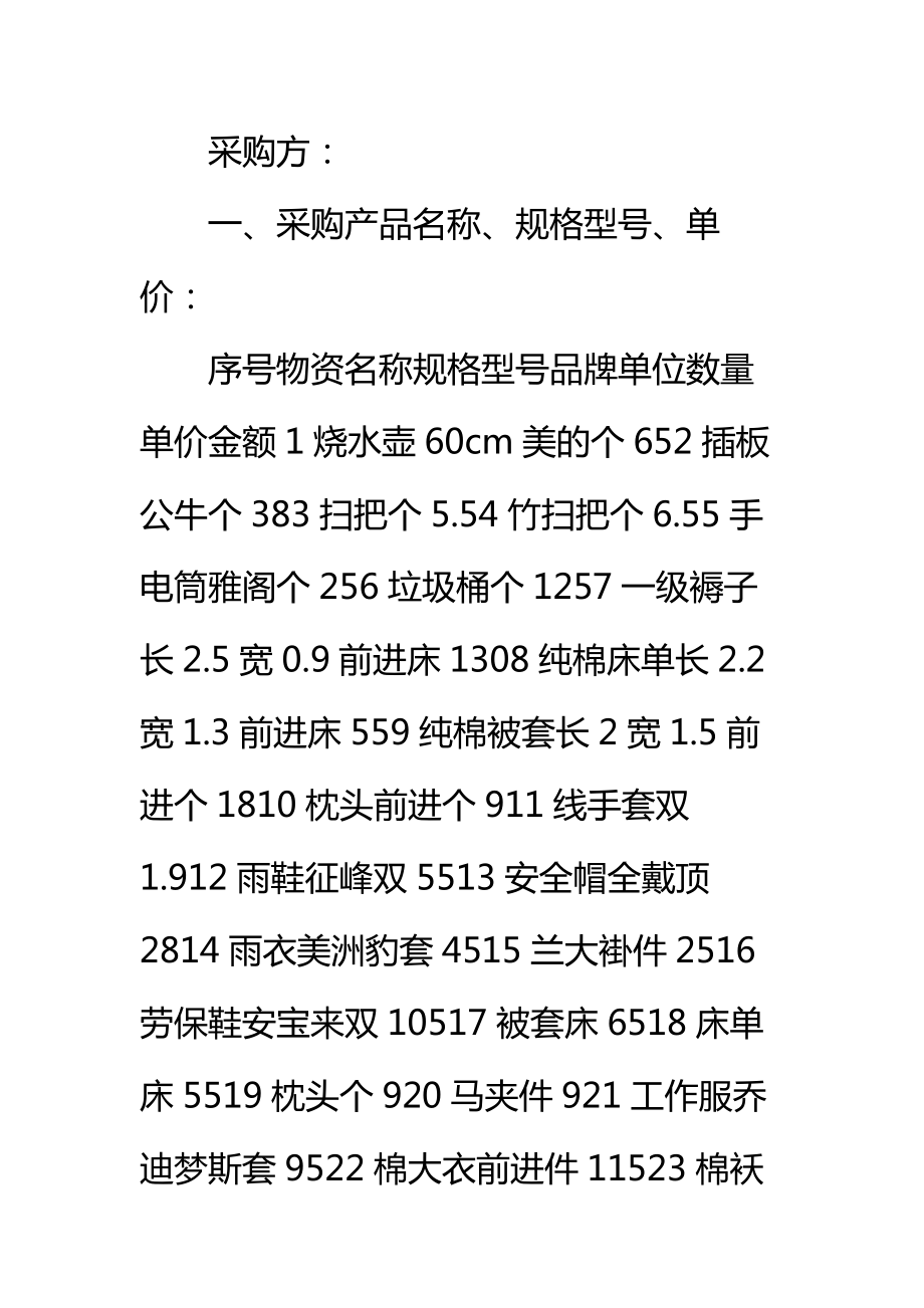 劳保用品买卖合同标准范本.doc