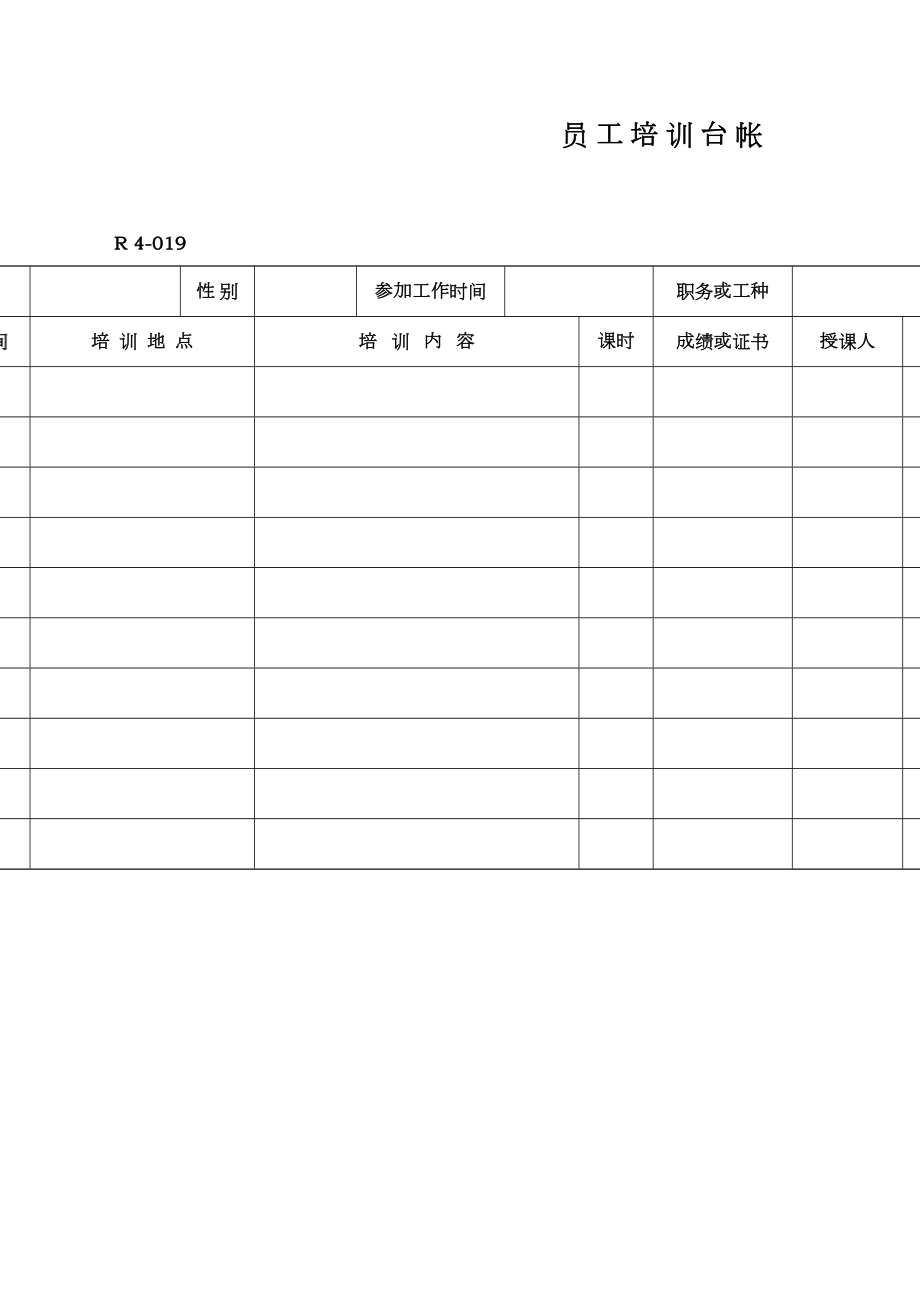 员工培训台帐表格格式.doc