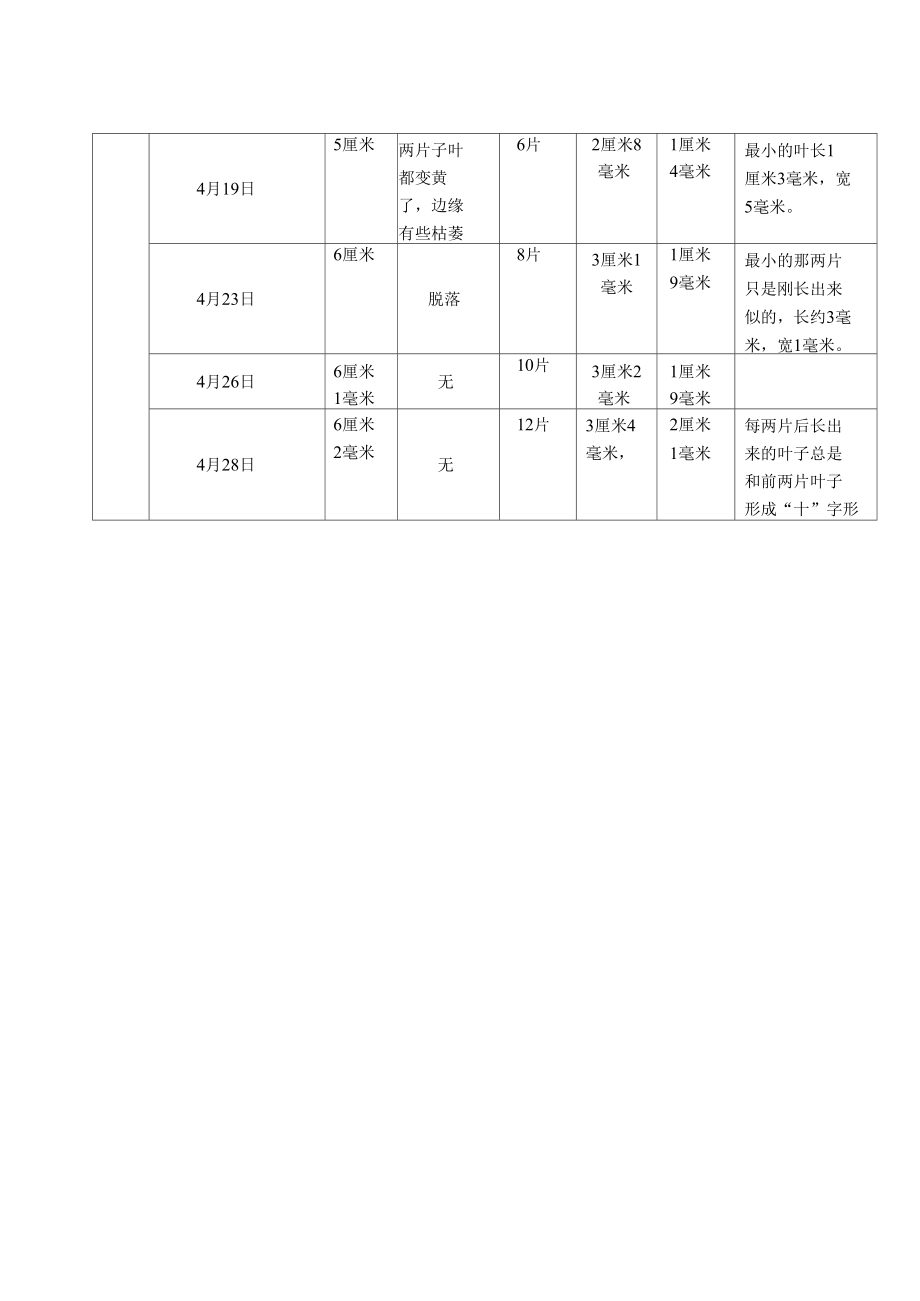 凤仙花生长情况观察记录.doc