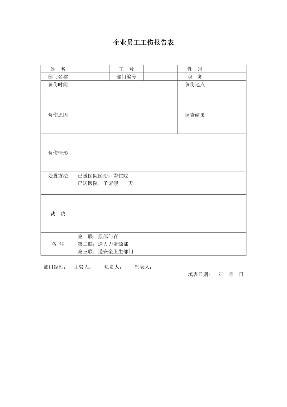 企业员工工伤报告表.doc