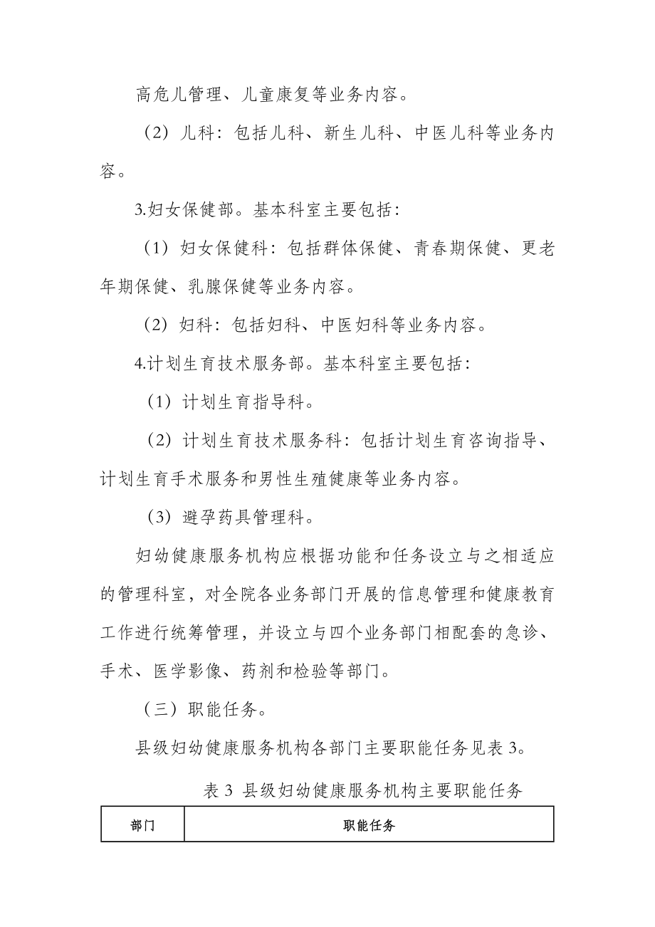 县级妇幼健康服务机构业务部门设置指南.doc