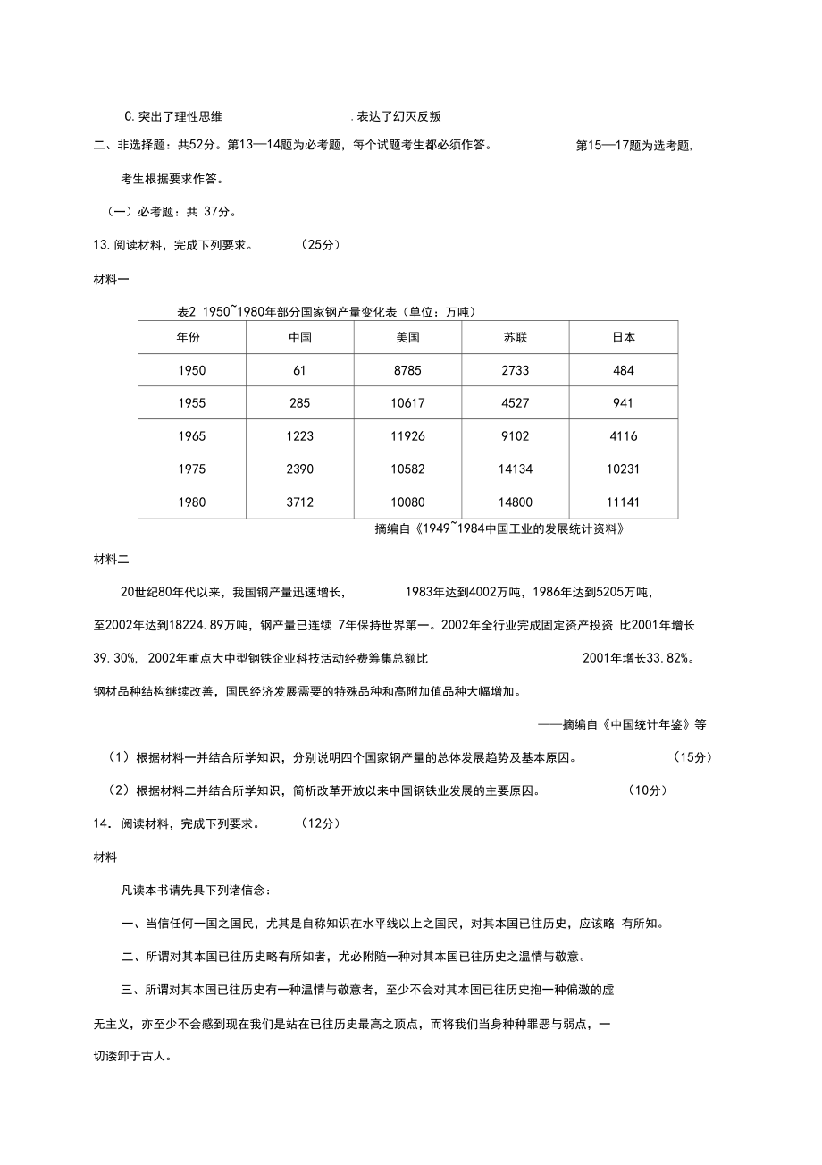 山东省高考历史试题与答案.doc