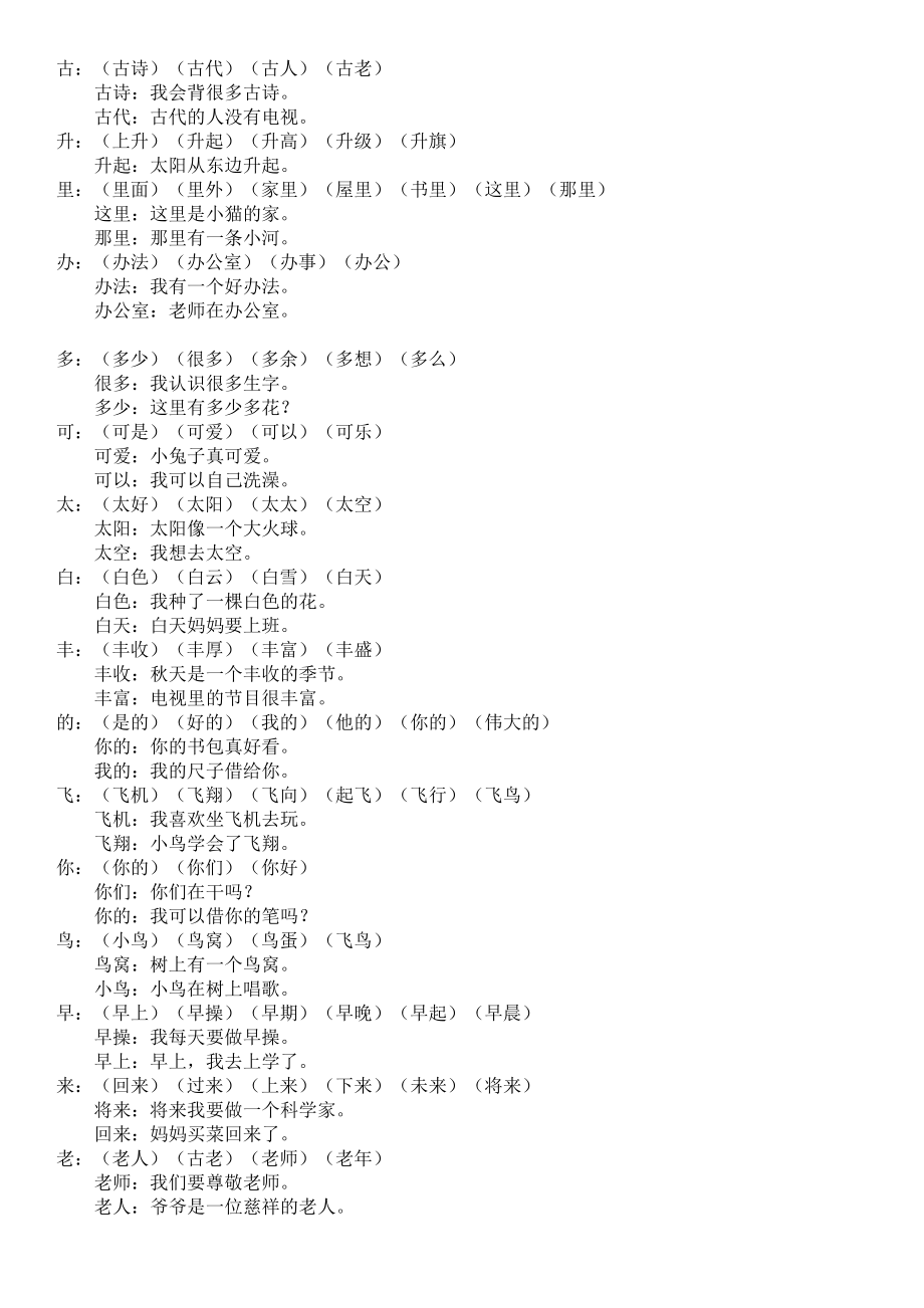 一年级上册组词造句大全.doc