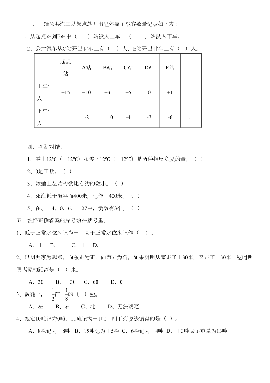 人教版六年级数学下册各单元练习题.doc