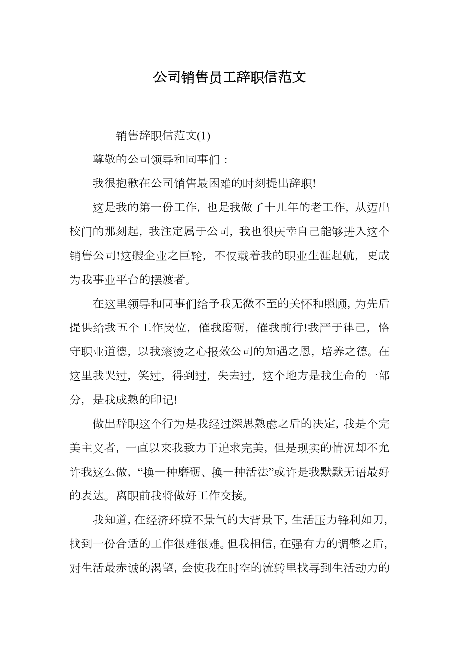 公司销售员工辞职信范文.doc