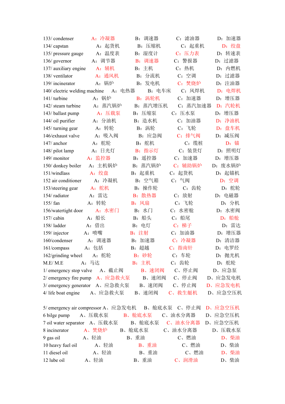 海员机工英语考试题库单词（2022年整理）.doc