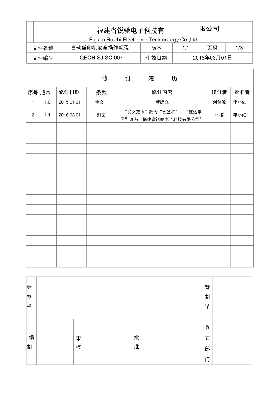 QEOHSJSC007自动丝印机安全操作规程.doc