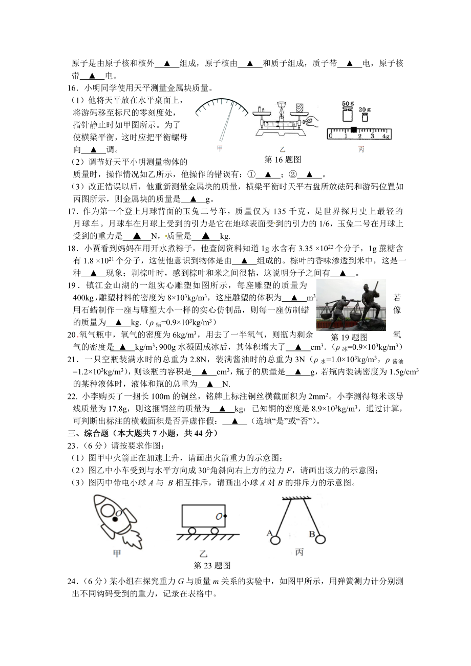 八年级下册物理期中考试试卷新人教版.doc