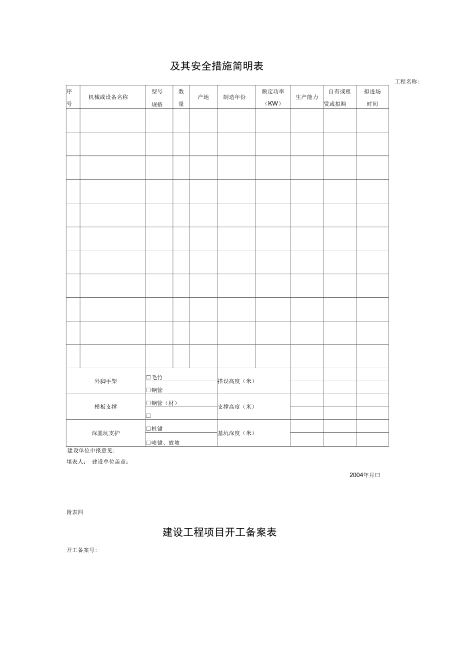 建设工程施工安全监督登记表.doc