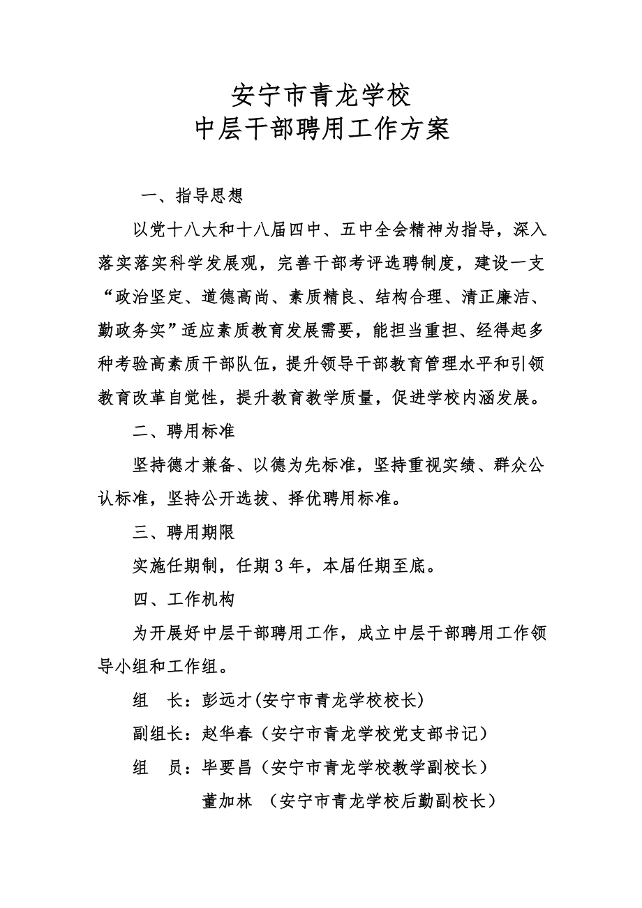 安宁市青龙学校中层干部聘任专项方案.doc