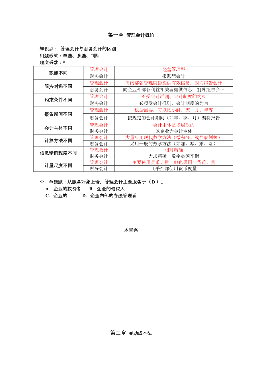 管理会计期末重点.doc