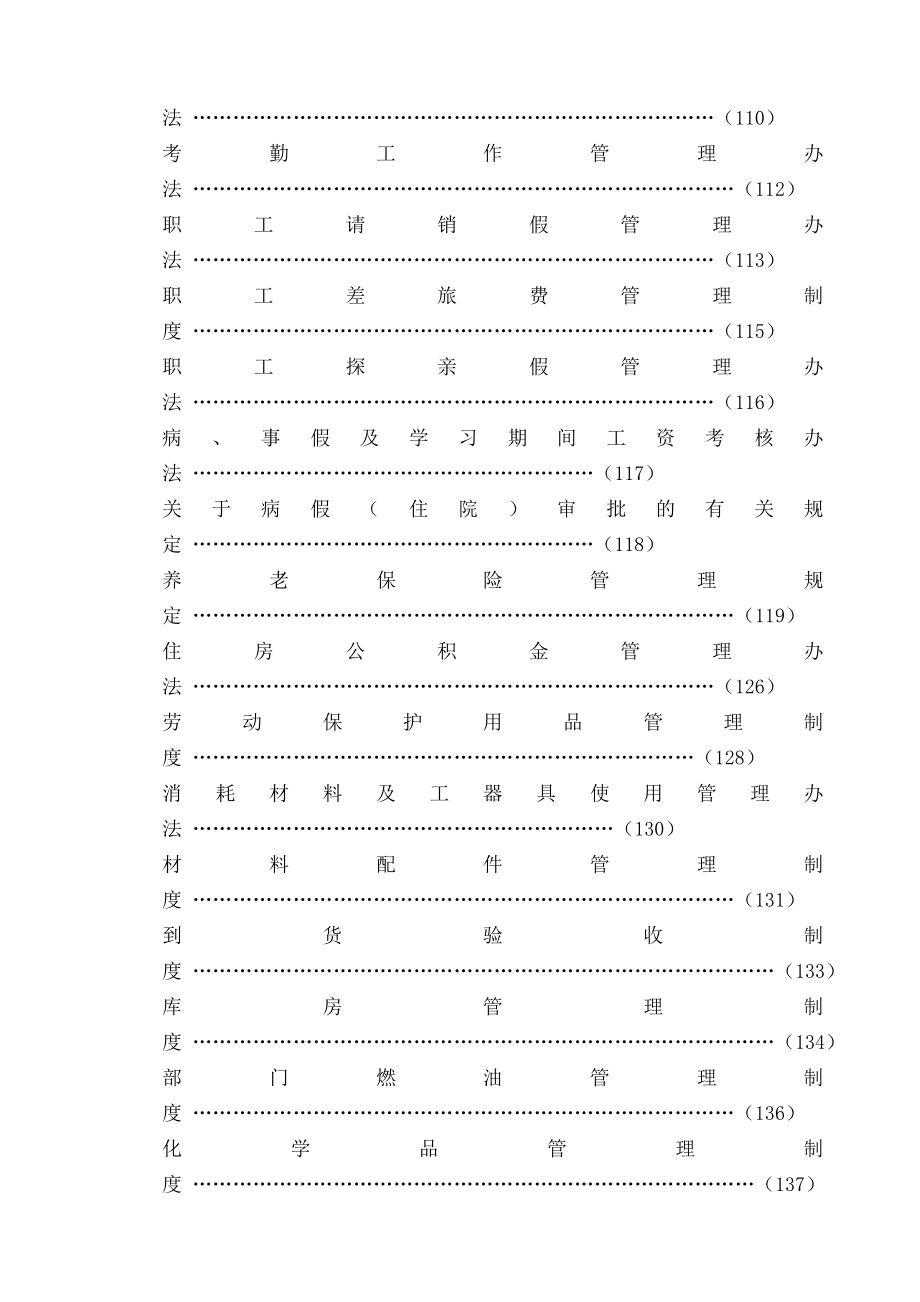 车间管理制度目录.doc