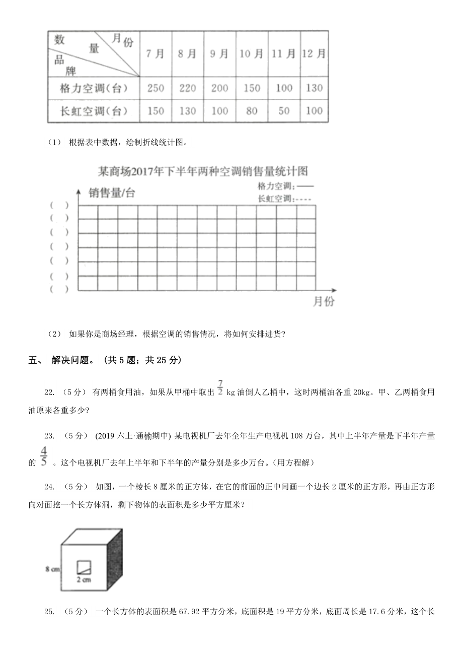 临沂市兰山区五年级下学期数学期末试卷.doc