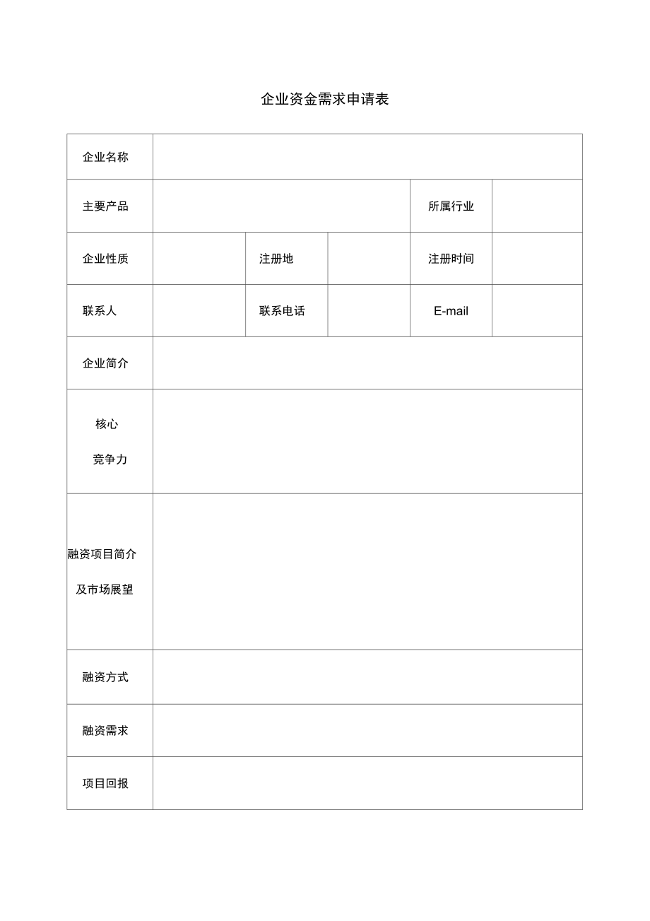 企业资金需求申请表.doc