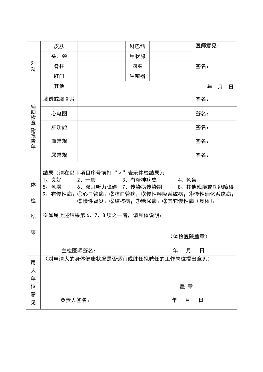 全国护士延续注册体检表正式.doc