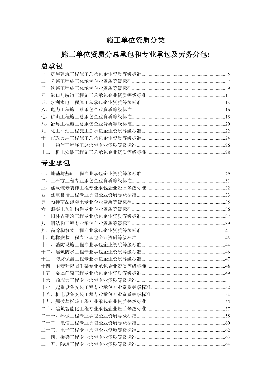 施工单位资质分类(承包范围).doc