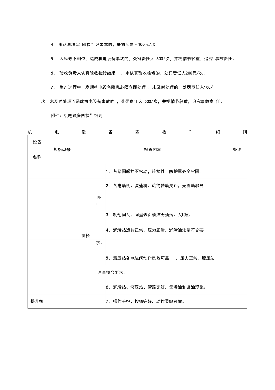 煤矿机电设备四检制度汇编.doc