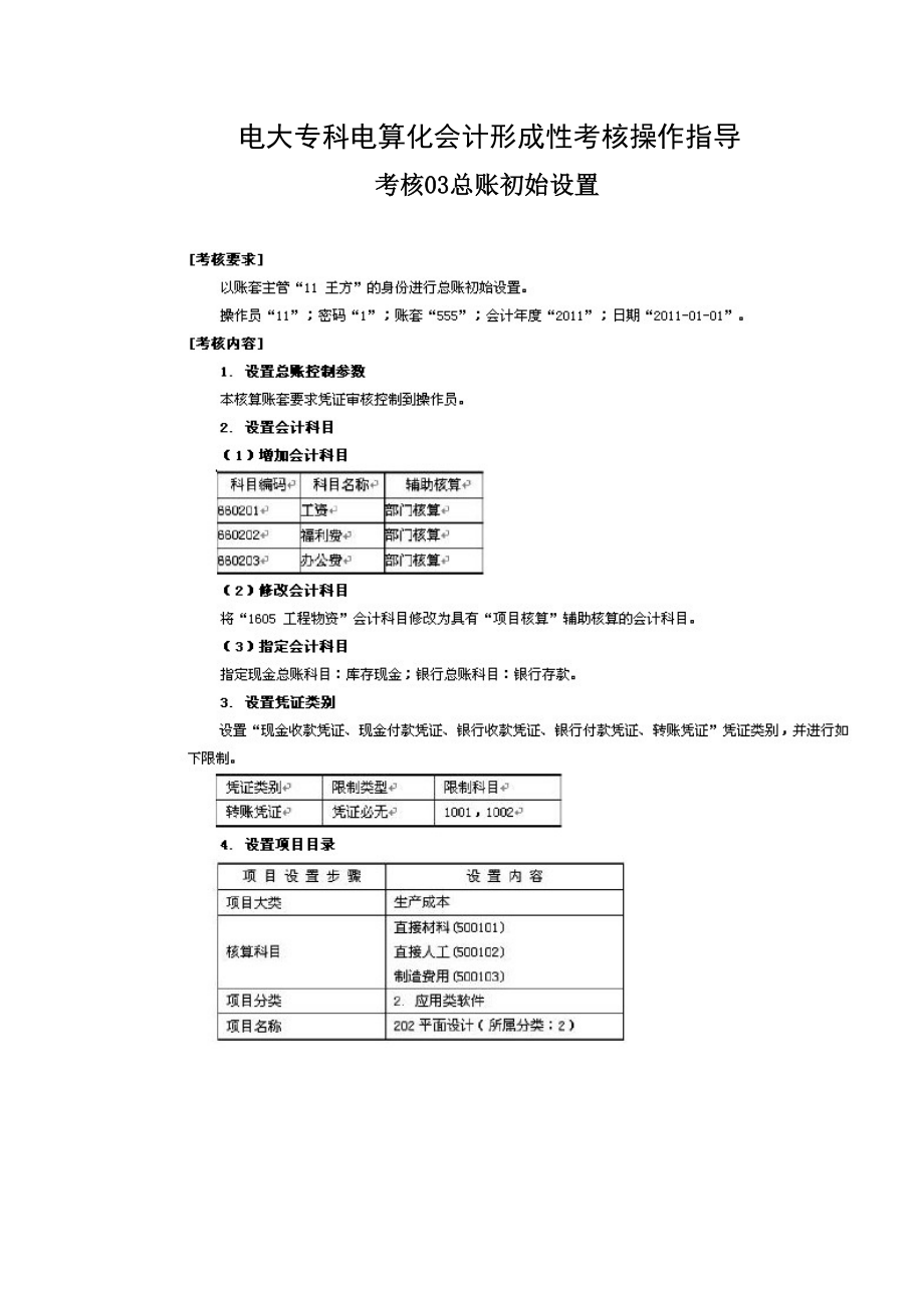 电大《电算化会计》形成性考核.doc