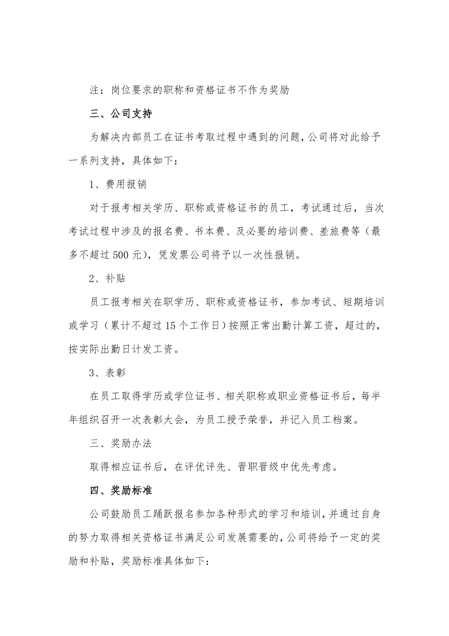 关于鼓励员工考取职称及职业资格证书的奖励办法.doc