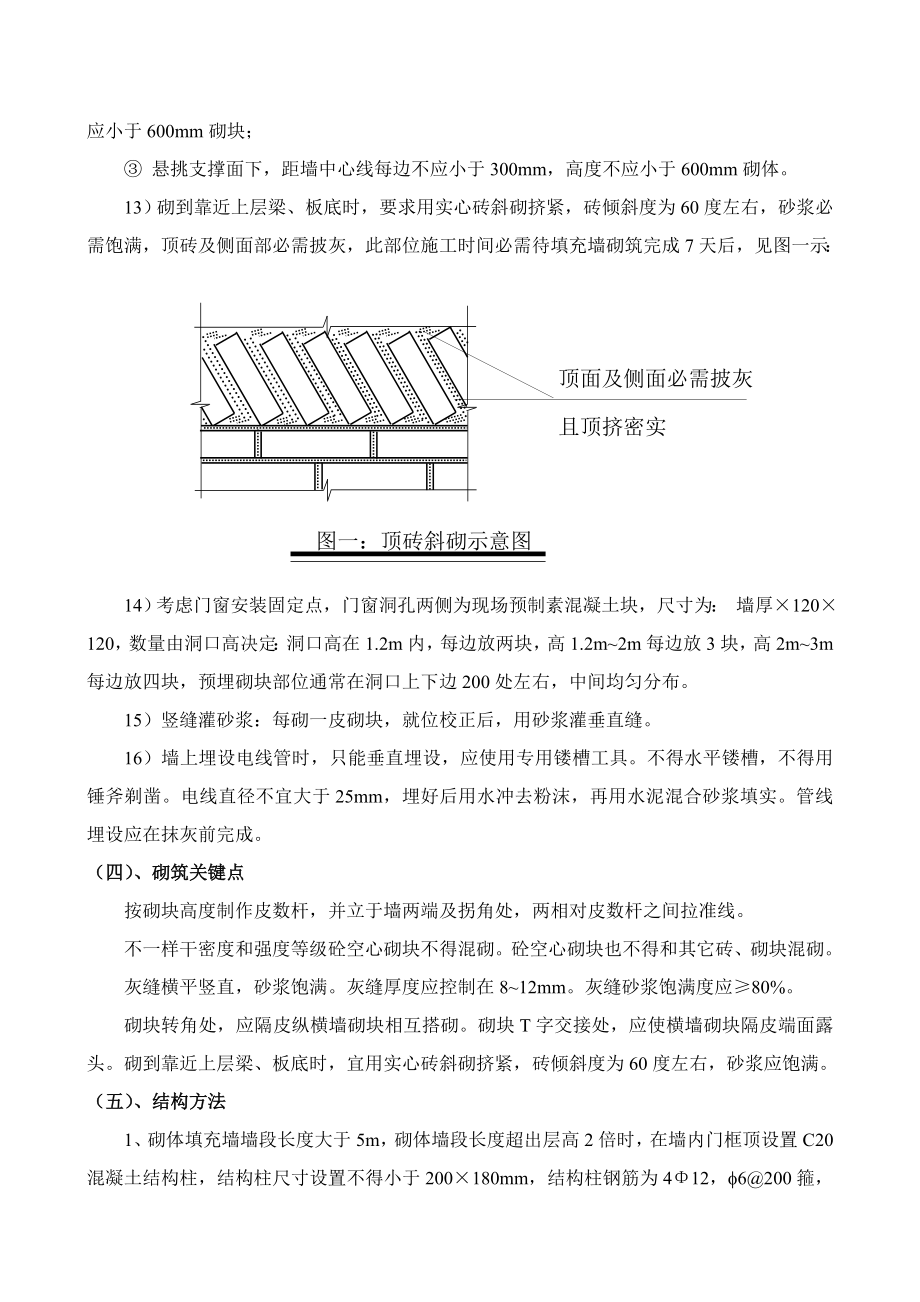 混凝土空心砌块烧结页岩砖砌筑综合项目施工专项方案.doc