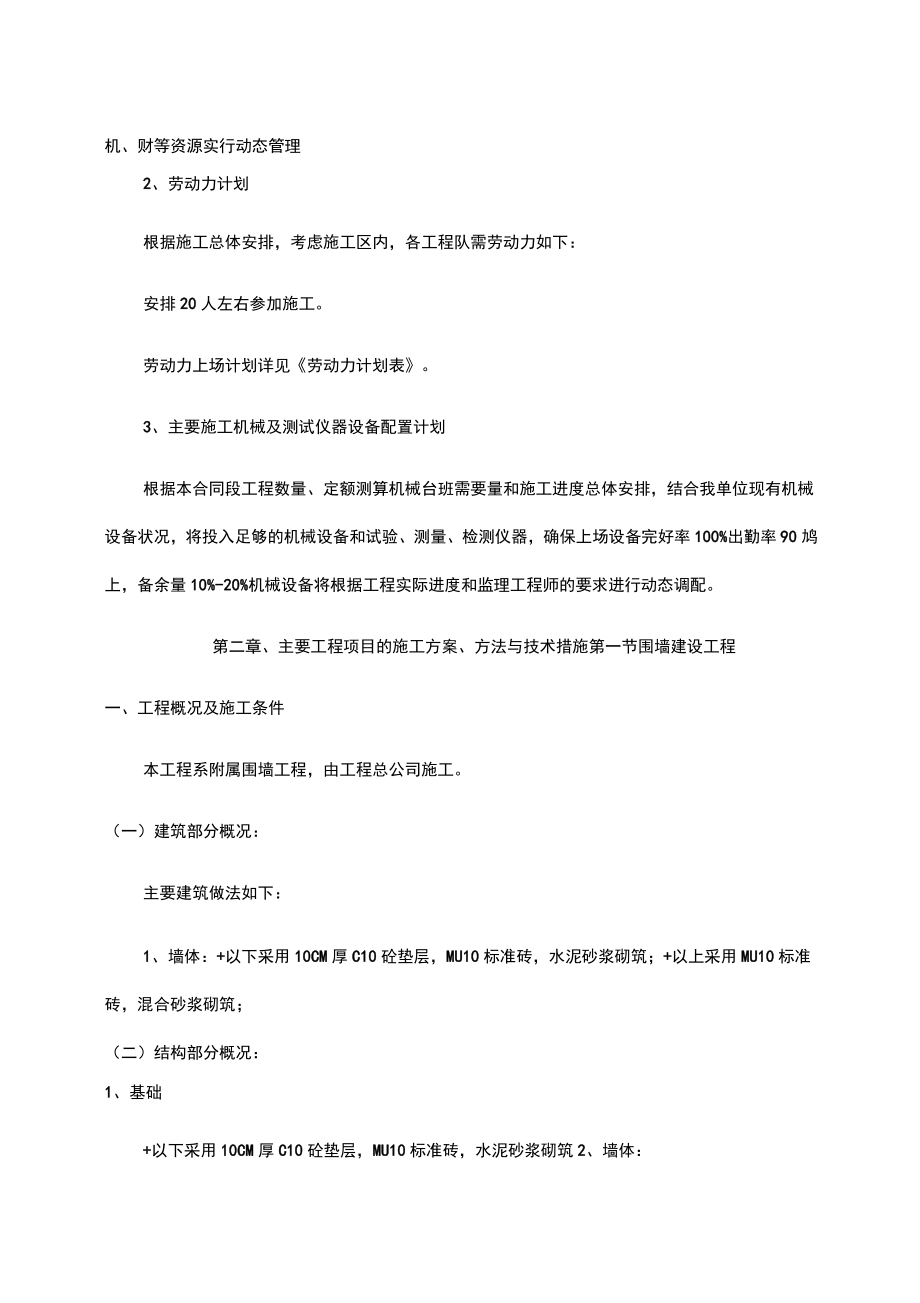 围墙施工组织设计.doc