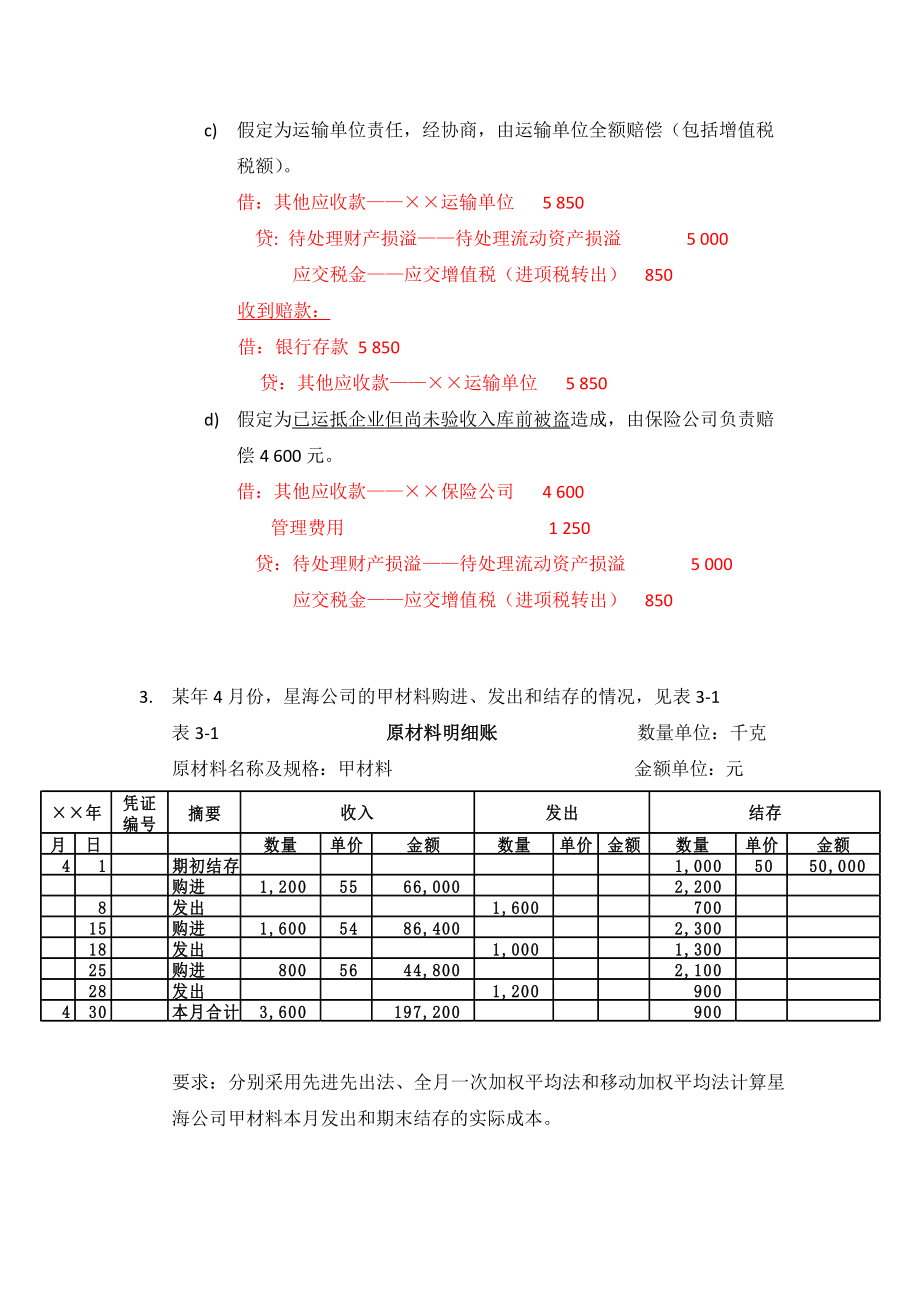 第三章存货习题(答案).doc