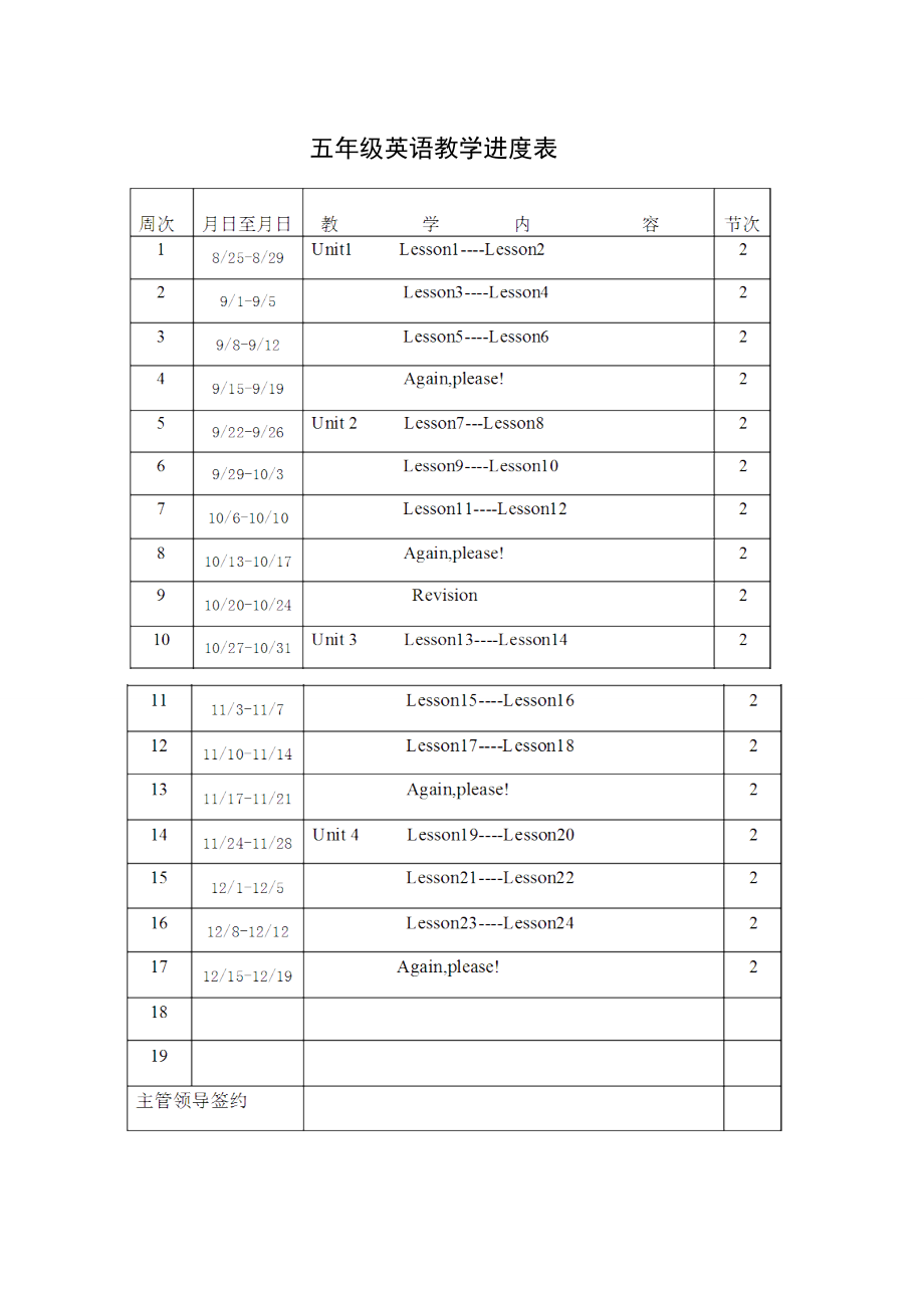 冀教版英语五年级上册教学计划.doc