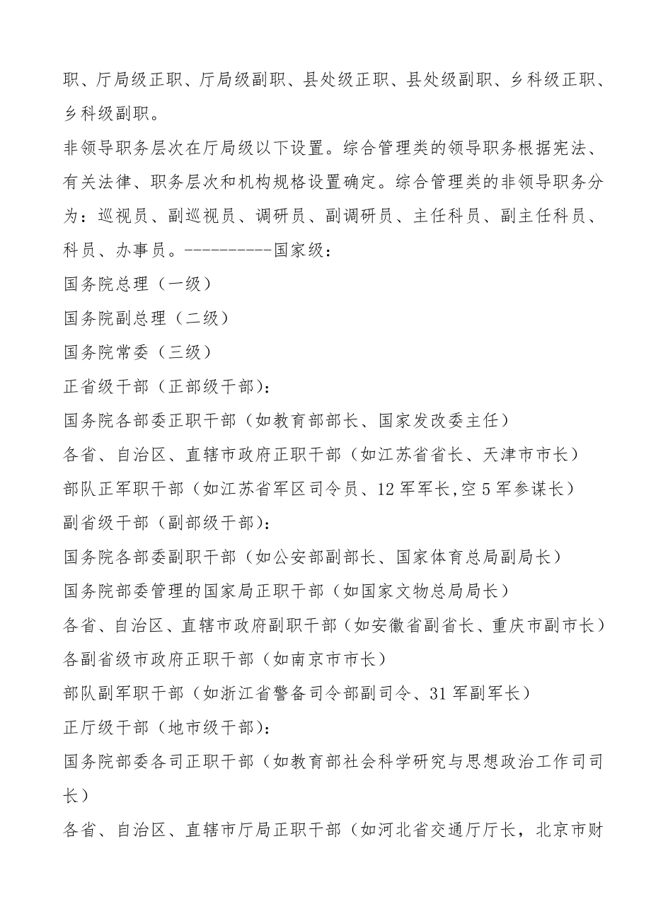 中国行政官员级别一览表共享.doc