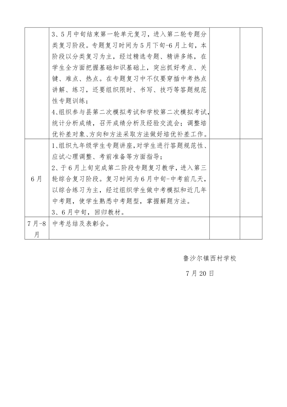 九年级中考备考专项方案.doc