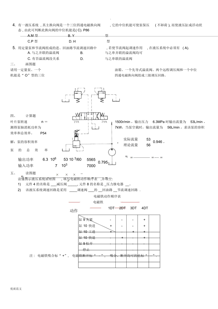 流体传动考试题库完整.doc