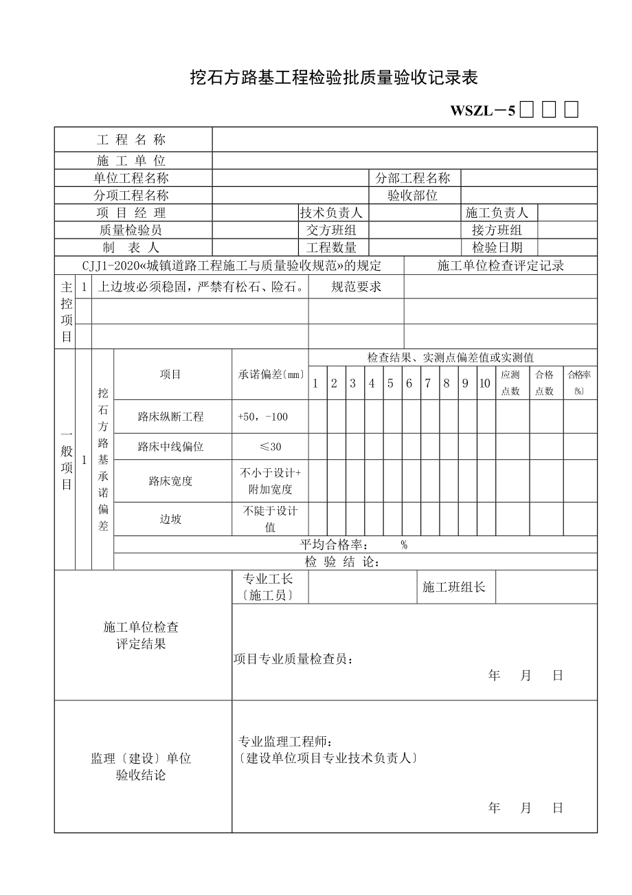 XXX市政工程新验收规范市政道路表总表.doc