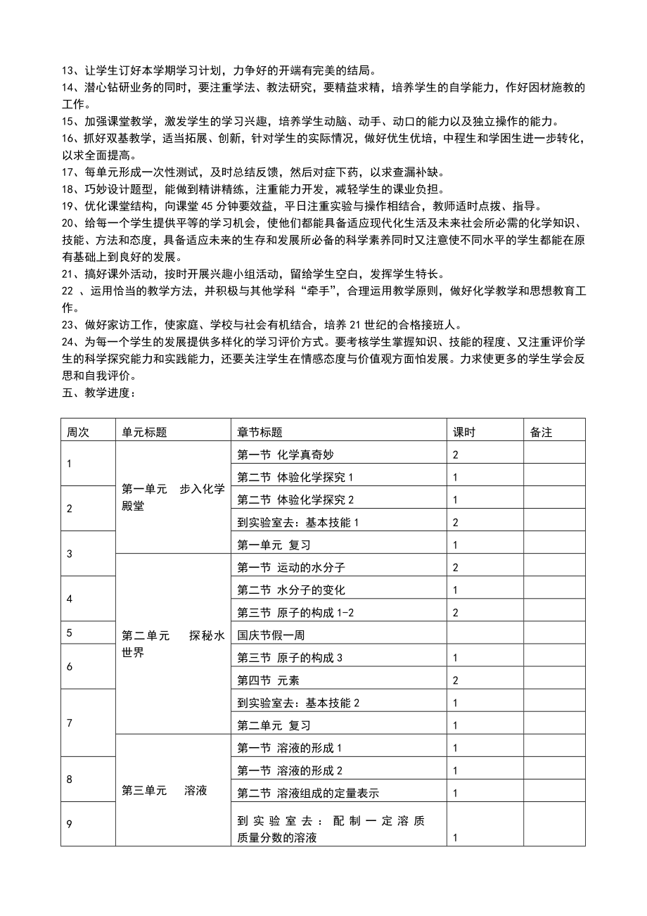 九年级化学上学期教学计划鲁教版.doc