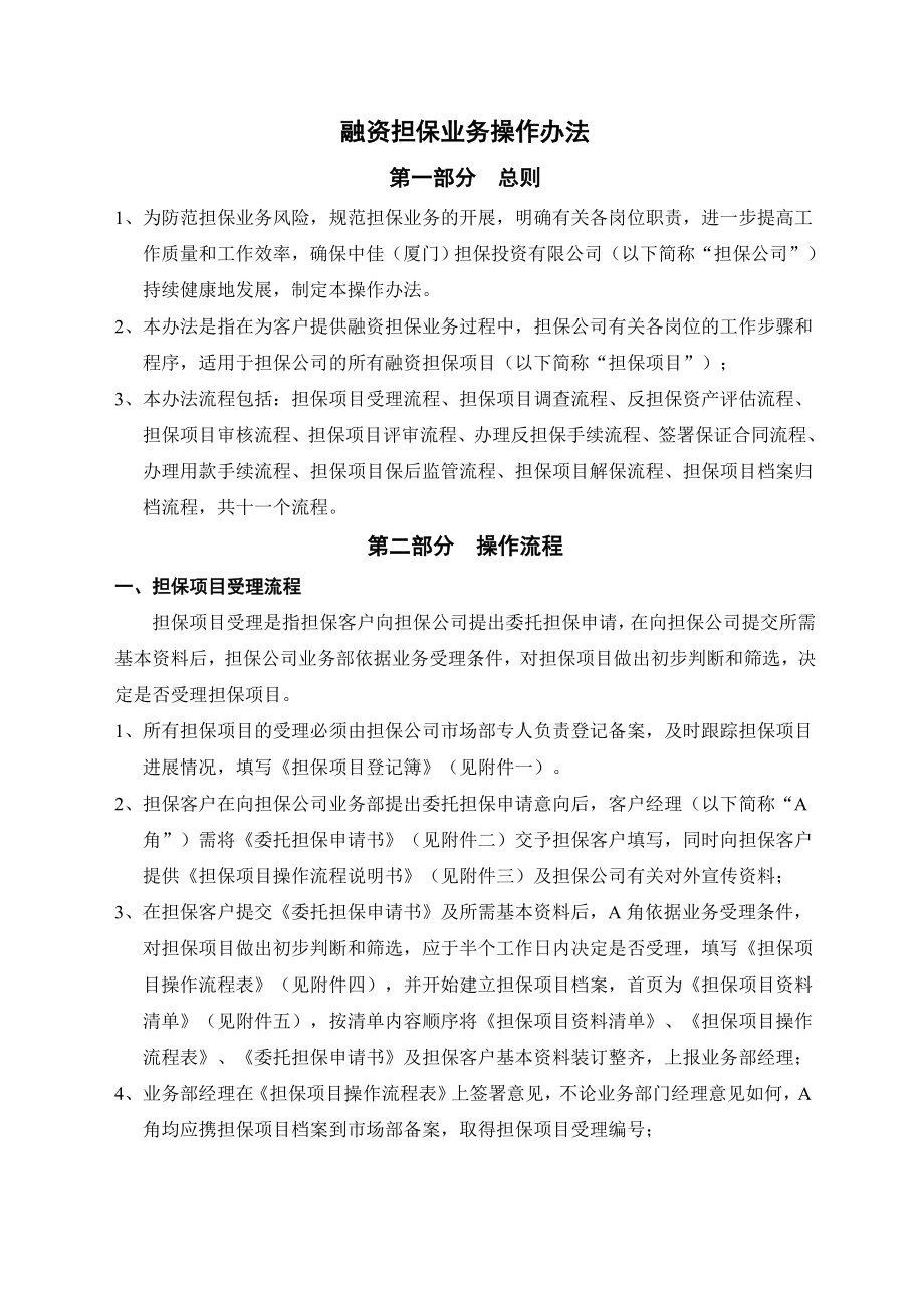 中佳担保融资担保业务操作办法.doc