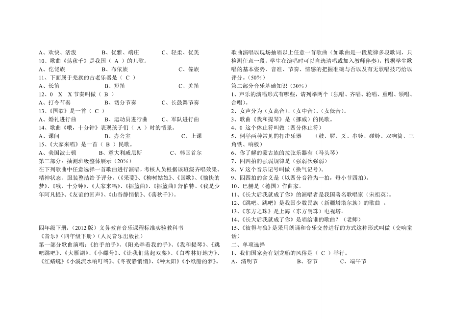 小学音乐素养抽测题库.doc