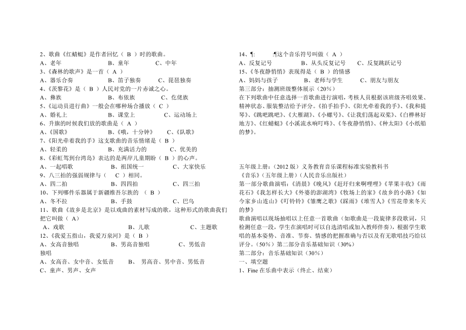 小学音乐素养抽测题库.doc