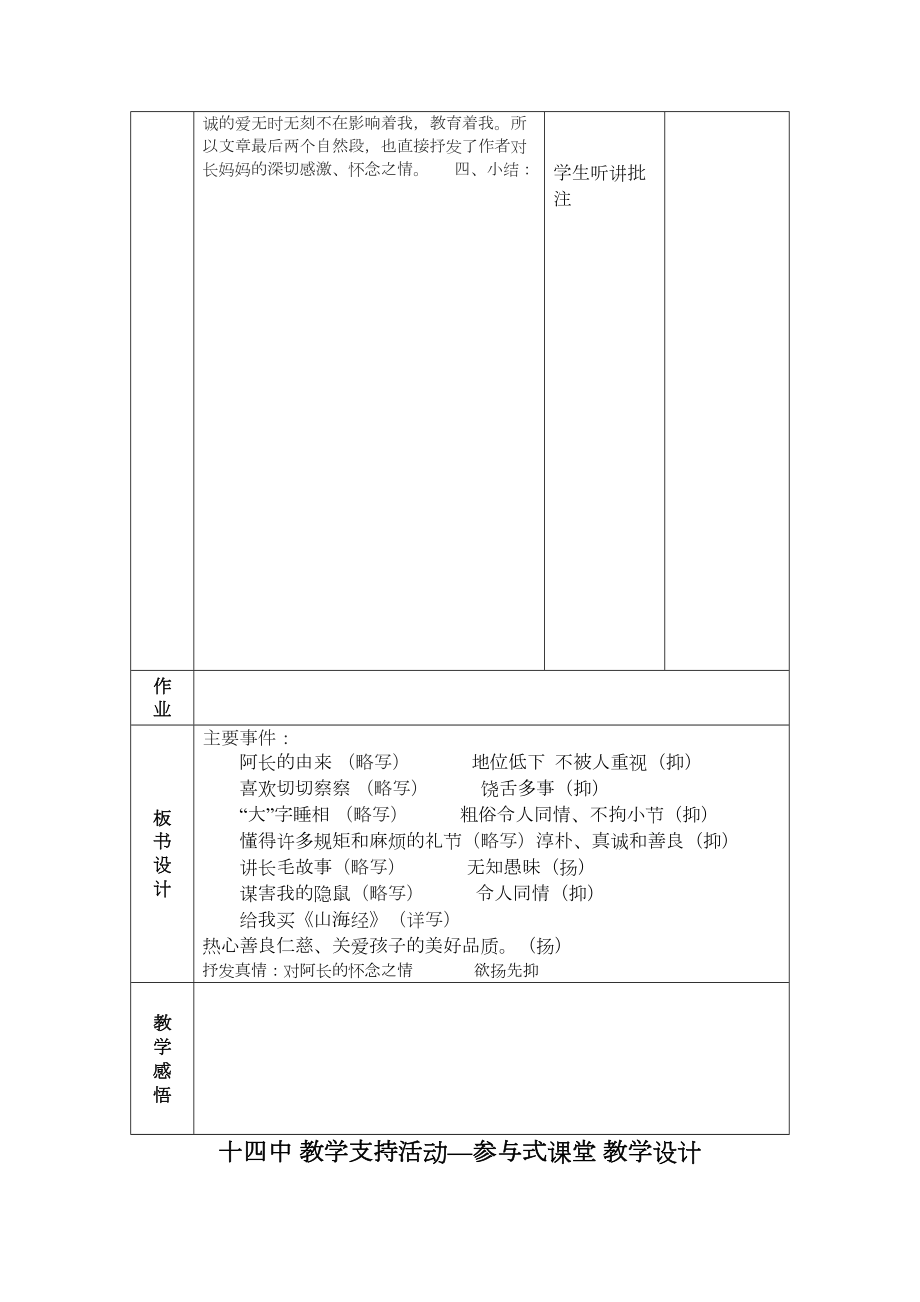 《阿长与山海经》表格教学设计.doc