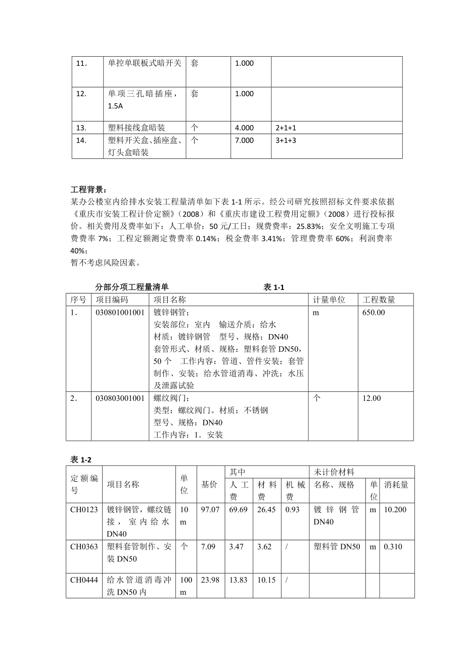 安装项目工程计量与计价例题.doc